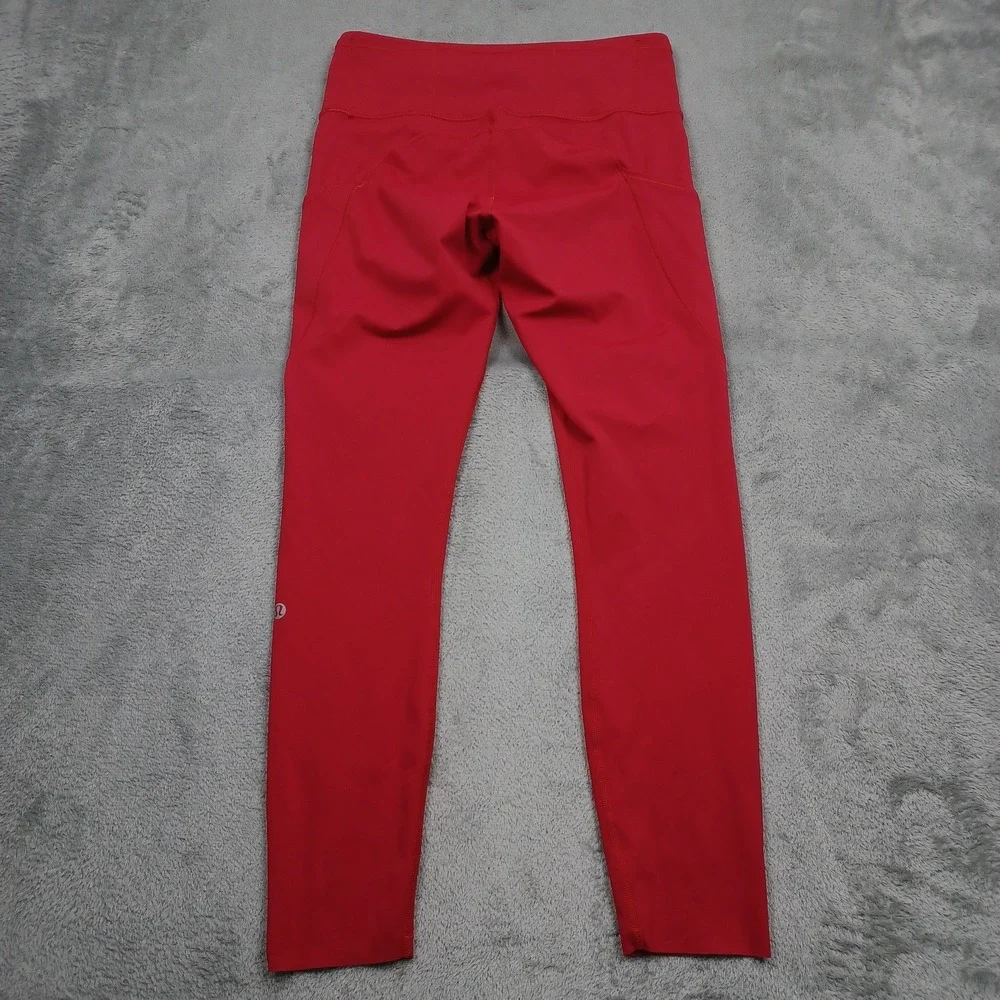 Lululemon Leggings Womens 8 Red Activewear Casual Pull On Pocket